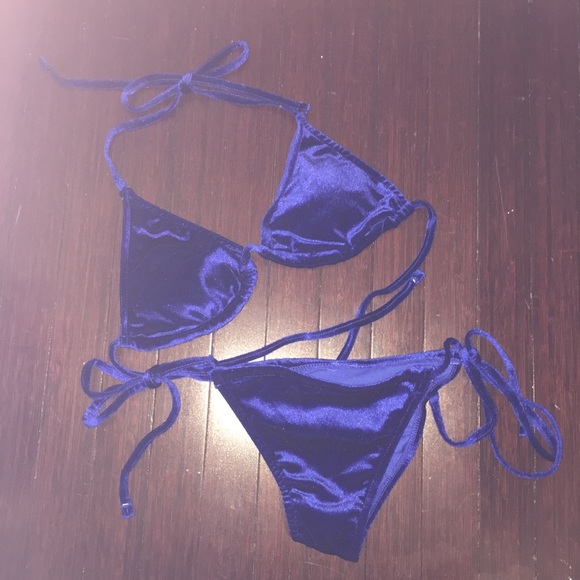 Royal 👑 Blue Velvet Bikini - Picture 2 of 3